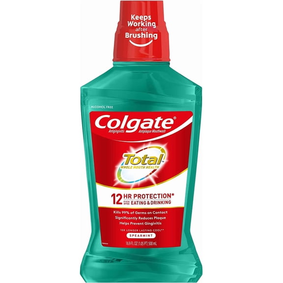 Colgate Total Pro-Shield Alcohol Free Mouthwash, Spearmint - 500Ml, 16.9 Fluid Ounce