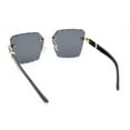 thumbnail image 4 of Womens Luxury Rimless Beveled OG Plastic Wood Buff Arm Metal Sunglasses Gold Black - Black, 4 of 4