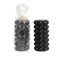 Creative Co-Op Unscented Hobnail Pillar Candle, Black