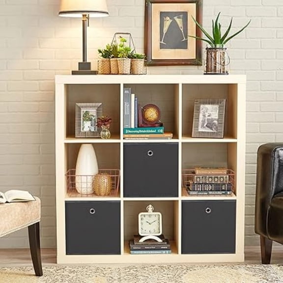 Fabric Cubes Storage Containers ,11 Inch Cloth Storage Cube Foldable Storage Bins Cubes Organizer Baskets with Dual Handles for Shelf Closet Set of 3,(Grey)
