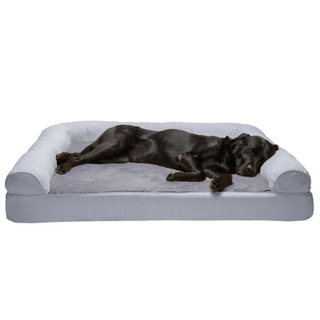 UPC: 0842229125122 | FurHaven Pet Products Plush & Suede Full Support Sofa Dog Bed – Gray Jumbo Plus