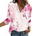 thumbnail image 3 of Hvyesh Button Down Shirts for Women Dressy Floral Printed Long Sleeve Blouse Business Casual Work Tops, 3 of 7