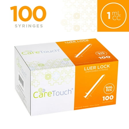 Care Touch Syringe with Luer Lock Tip, 1ml - 100 Sterile Syringes (No (Best Way To Sharpen A Syringe)