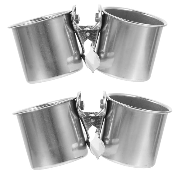 2 Pcs Bird Feeding Cups - NOGIS Parrot Food Dish Stainless Steel Parrot Feeders Water Cage Bowls with Clamp Holder for Parakeet African Greys Conure Cockatiels Budgies Chinchilla Small Animal