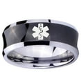 thumbnail image 2 of Tungsten Medical Alert 8mm Brushed Black Polished Concave Men Ring, 2 of 2