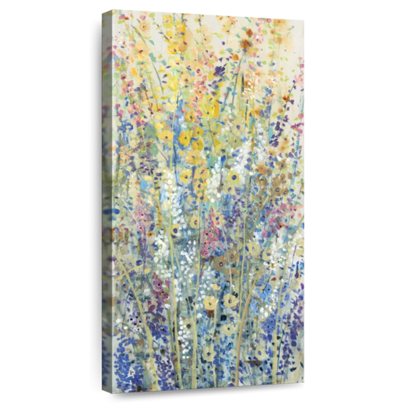 Elephant Stock Wildflower Panel Ii Wall Art - Vertical Canvas Wall Art - Living Room Wall Decor - Abstract Canvas - Yellow And Green Decor By Tim O'toole - 12" x 24"
