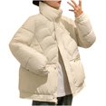 thumbnail image 1 of Chaqueta de invierno de algodón para mujer, informal, sin capucha, de manga larga, con capucha y cierre de cremallera., 1 of 3
