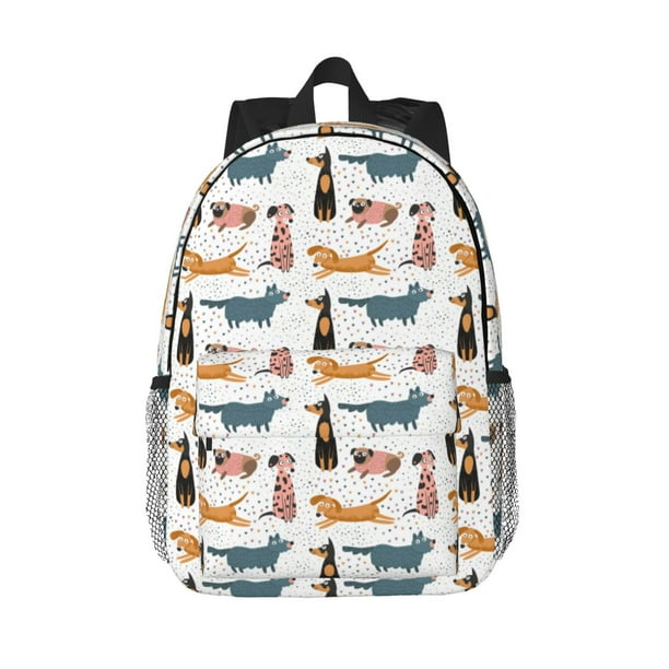 Disketp Dogs Pug Mochila Escolar de 15 Pulgadas, Mochila Ligera para Estudiantes, Viajes y Trabajo, Cómoda y Resistente para el Uso Diario