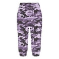 thumbnail image 4 of Women Casual Pants Summer Loose Elastic Waist Print Capri Trousers with Pocket Joggers Fashion Baggy Outdoor Sweatpants, Purple, M, 4 of 6