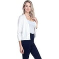 thumbnail image 3 of Cielo 1985 Women's Open Bolero Cardigan Sweater - cropped 3/4 sleeves lightweight - By The Simply Fashion white M, 3 of 6