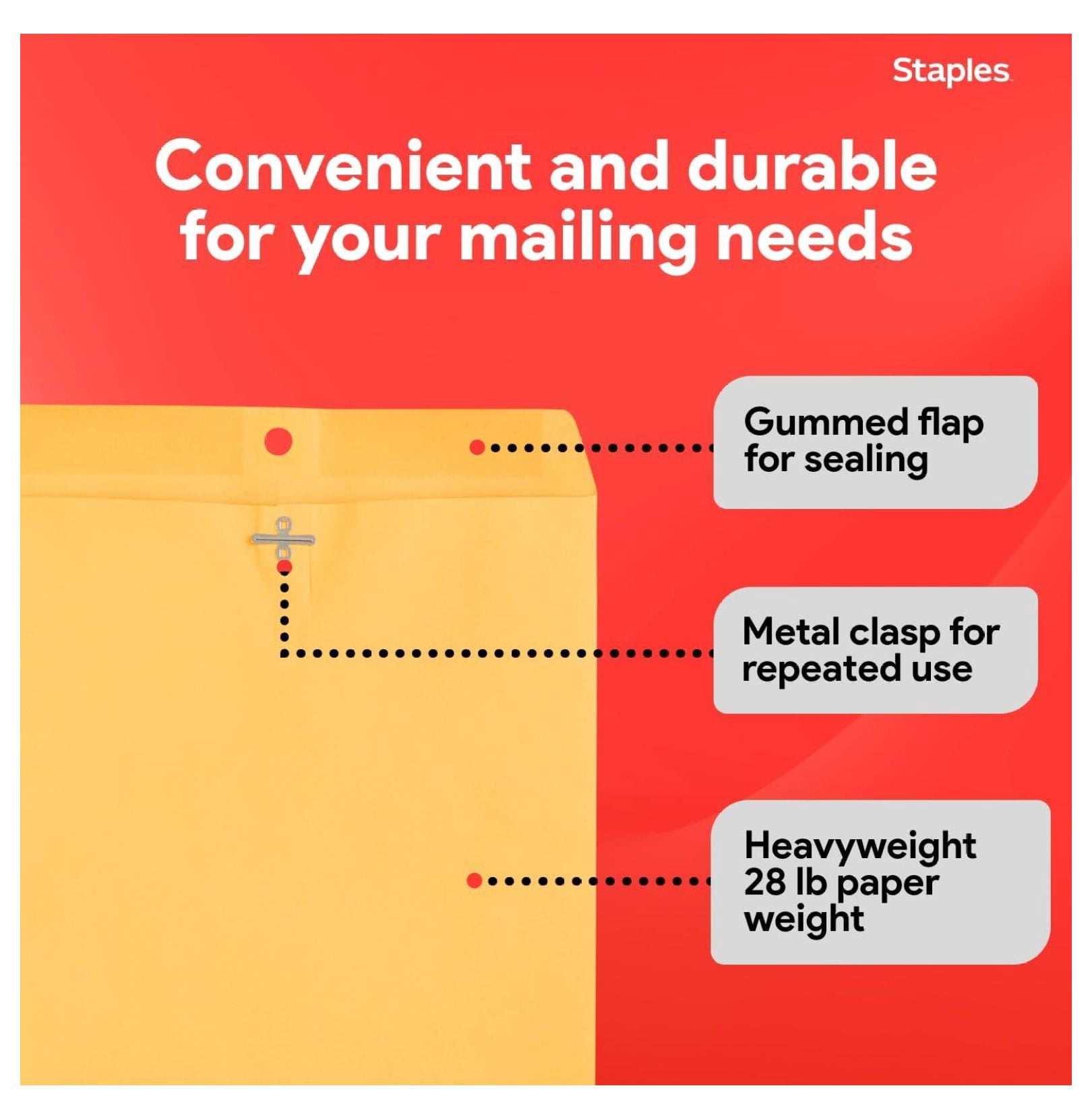 9 x 12 Clasp Envelopes, Brown Manila, Reinforced Metal Clasp & Gummed Seal, Heavy‑Duty Mailing Envelopes, 250/Pack