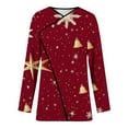 thumbnail image 5 of Christmas Outfits Women Drapped Cardigan Open Front Long Sleeve Coat with Santa Claus/Snowflake/Xmas Tree Prints (XL, Red 01), 5 of 7