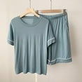 thumbnail image 2 of Chbgutlmr Pajamas for Women Sets 2 Piece Round Neck Short Sleeve Soft Tops Loose Elastic Waisted Shorts Outfits, 2 of 7