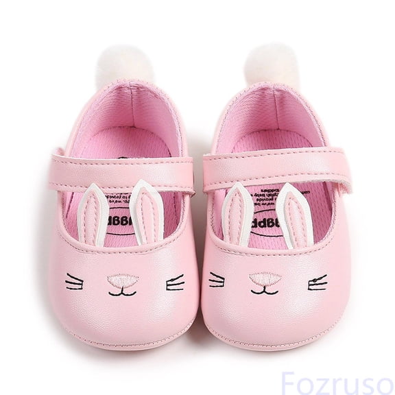Fozruso Baby Sandals For Girls Soft Sole Walking Shoes Breathable Comfortable Toddler First Lightweight Summer Casual Bunny Design,Sizes 4 Toddlers 0-6 Months(Pink)