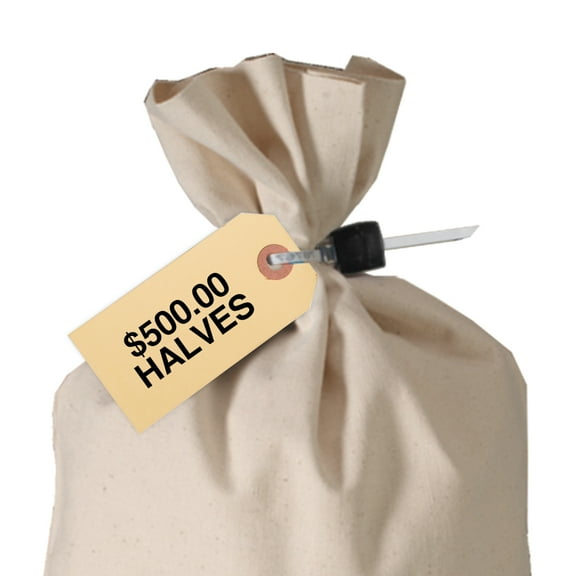 $500 Halves - Coin Bag Label - Color-Coded - Hang Tag - Pack of 1000