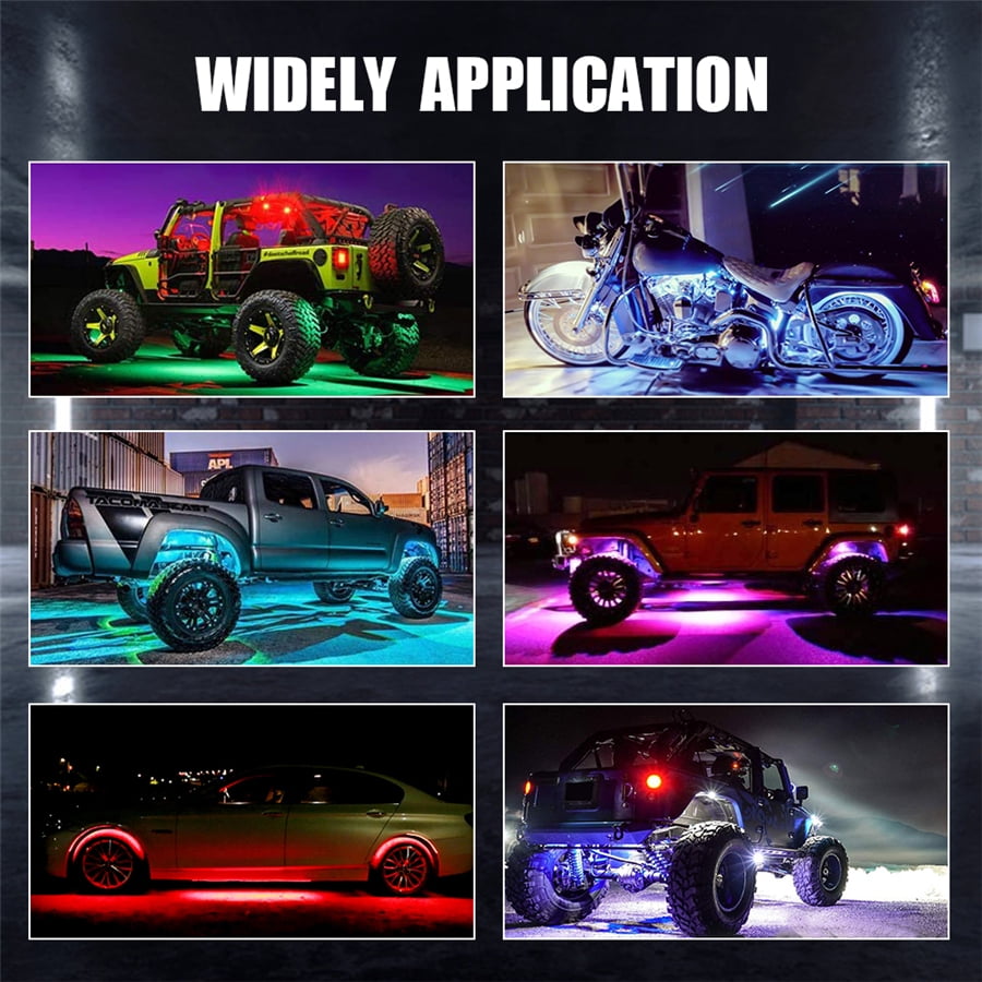 DC12V 8 Pods RGB LED Car Offroad Truck Rock Light Underbody Neon Lamp Waterproof