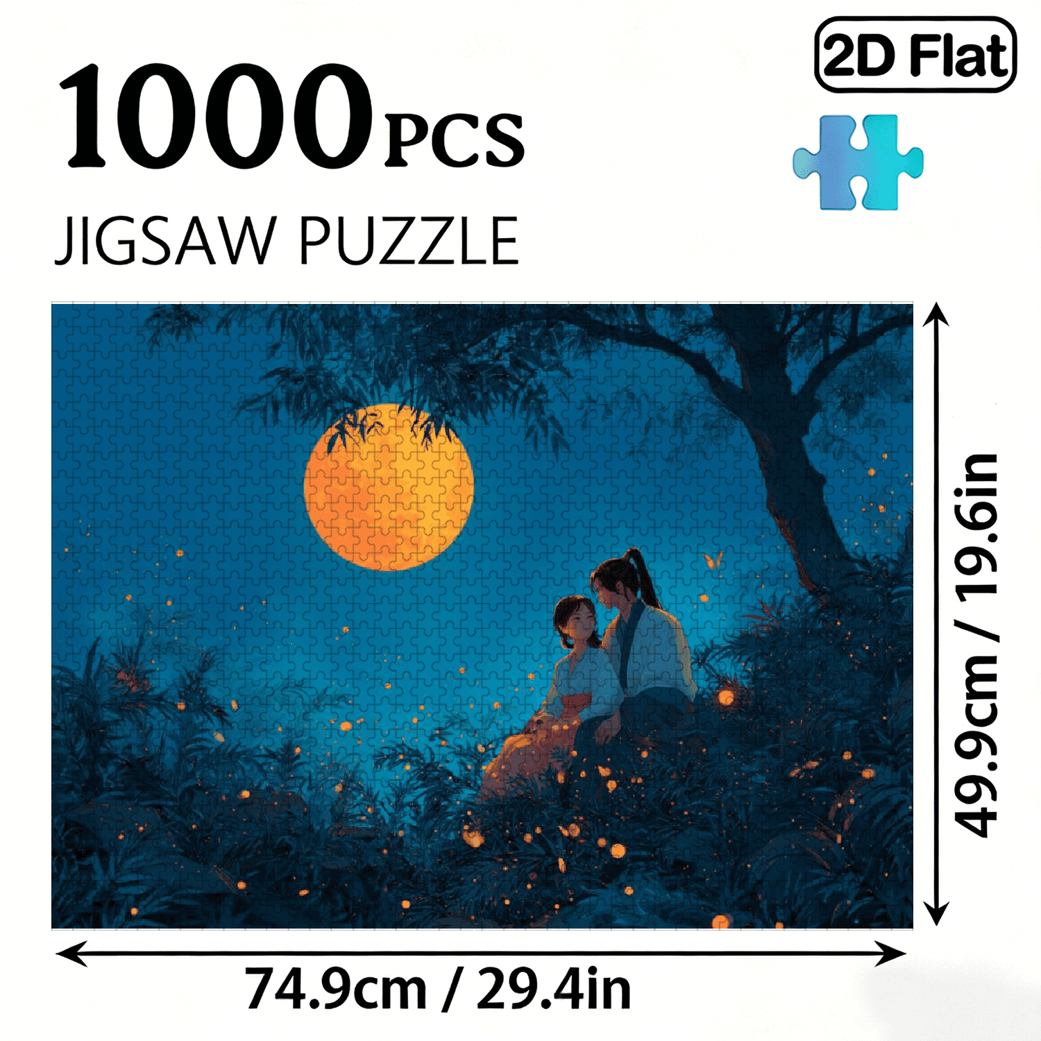 A Box of 1000pcs Adult Jigsaw Puzzle Featuring a "Starlight in the Trees" Design, High Difficulty Level, Suitable for Adults, Family Entertainment.29.4*19.6 in