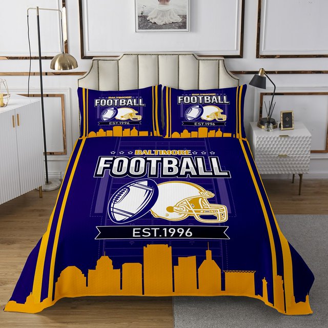 Erosebridal Rugby Coverlet Set King for Boys,Stripes Sport Bedding Set,Football Gaming Decor,3-Piece