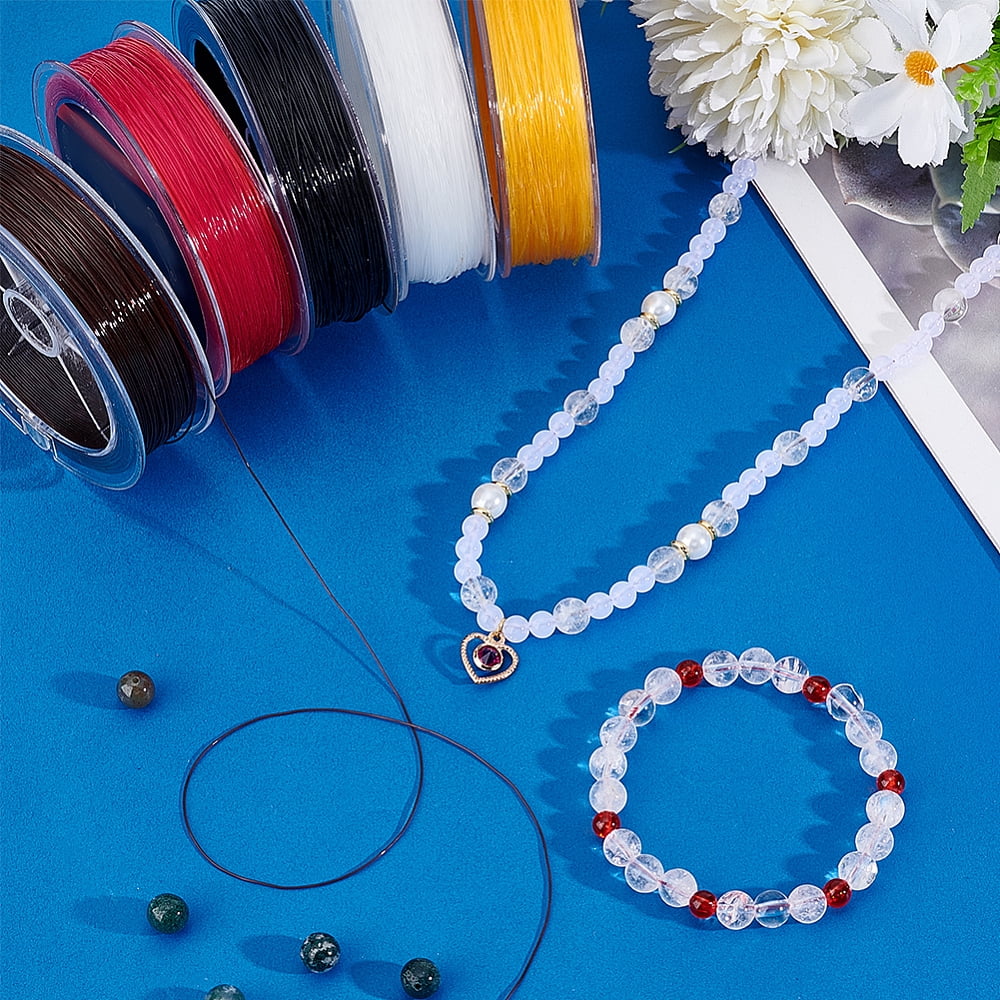 5 Colors 490 Yards Elastic String 0.6mm Clear Elastic Thread Magic Jewellery Wire Bracelet String Stretchy Elastic Cord Necklace Bracelet