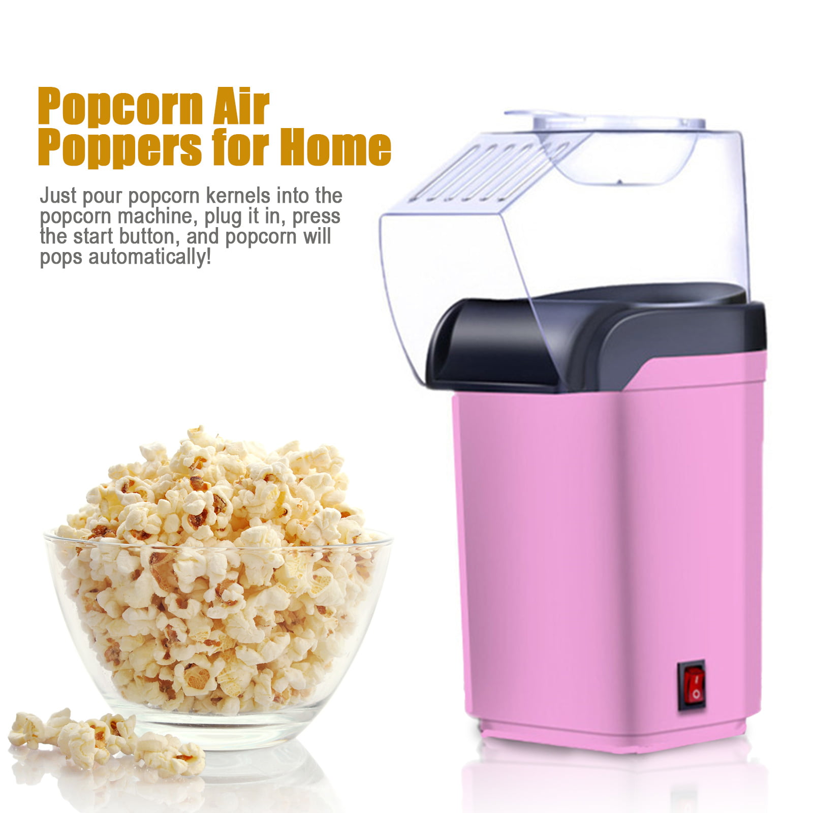 Air Popper Popcorn Maker - 1200W Electric Popcorn Popper - Quick Oil-Free Hot Air Popping - Mini Popcorn Machine by Great Northern Popcorn (White)