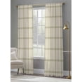 thumbnail image 4 of Yellow Buffalo Plaid Sheer Curtains 2 Panels Set Farmhouse Vintage Linen Black Stripes Sheer Window Curtains Light Filtering Rod Pocket Voile Drapes for Bedroom Living Room 52"X96", 4 of 8