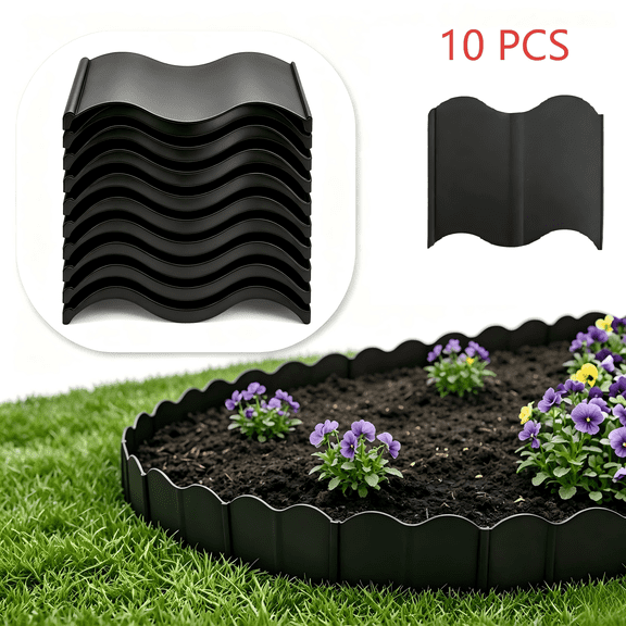 Garden Fence Edging 10-Pack, Interlocking Decorative Border for Flower Beds, Lawn & Yard, Easy No-Tool Installation Flexible Plastic Landscape Edging