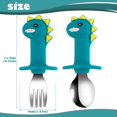 thumbnail image 3 of Baby Stainless Spoon and fork Set BPA-free Dinosaur-shaped Flatware Set Learn to Eat on Your Own Utensil Set Anti-Choke Silverware Set for, 3 of 7