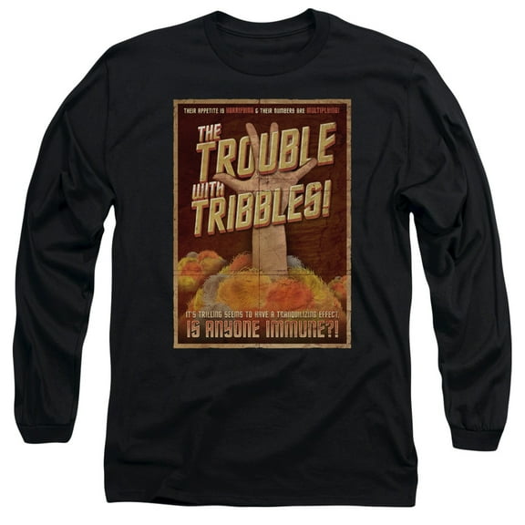 Star Trek Tribbles: The Movie Long Sleeve Adult 18/1 T-Shirt Black
