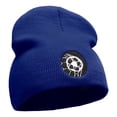 thumbnail image 4 of Scored Embroidered 8 Inch Knitted Short Beanie - Royal OSFM, 4 of 5