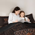 thumbnail image 4 of Erosebridal Brown Leopard Print Twin Comforter Sets for Girls Women, Monogrammed X Bedding Set, Black Reversible 2 Pieces, 1 Comforter and 1 Pillowcase, 4 of 6