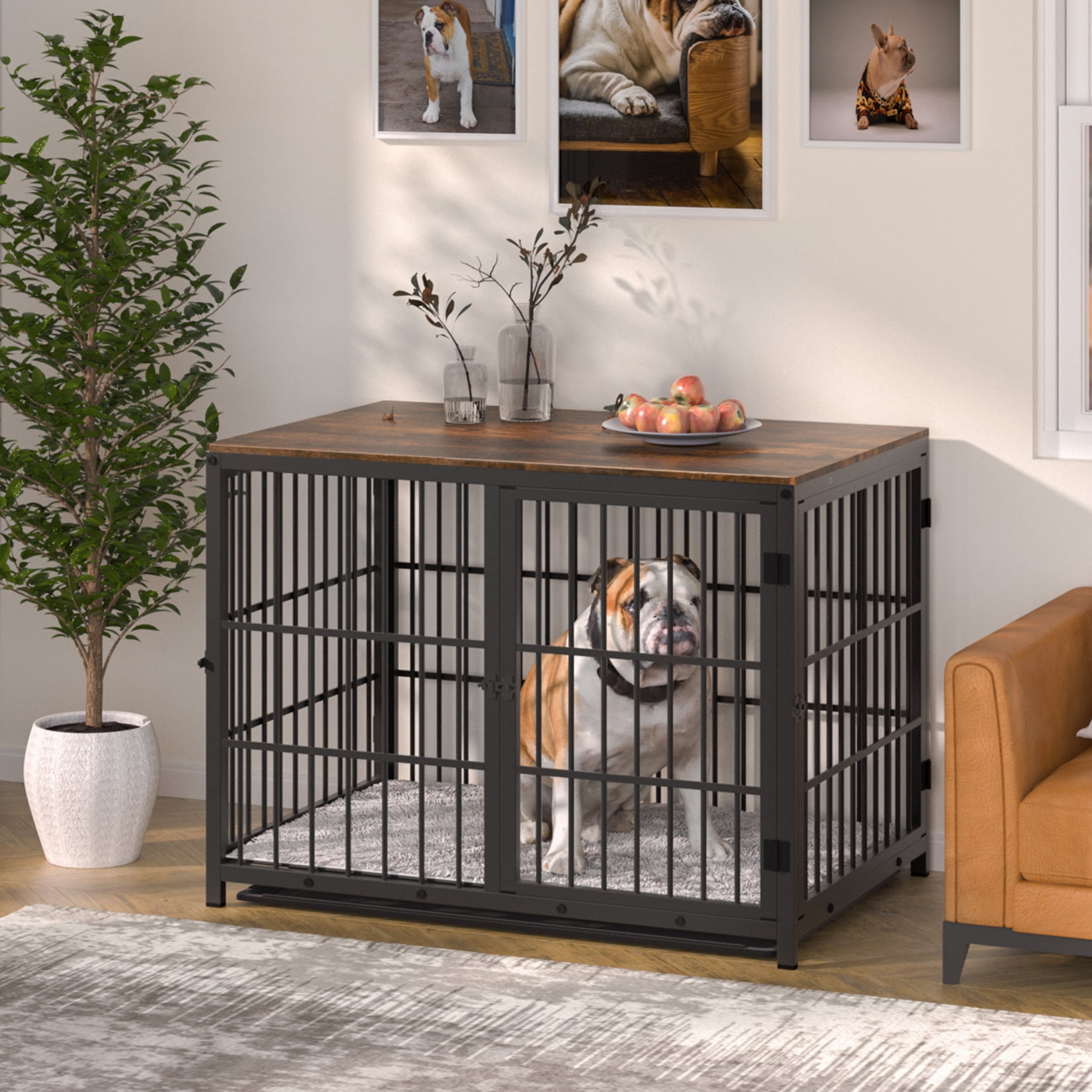 Richell Expandable Pet Crate With Floor Tray, Medium, Dark Brown Pet
