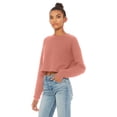 thumbnail image 2 of Cropped Long Sleeve Crewneck Fleece Womens Tops Crop Tops for Women Cropped Casual Black Mauve Navy Tops for School Collage - 7510, 2 of 4