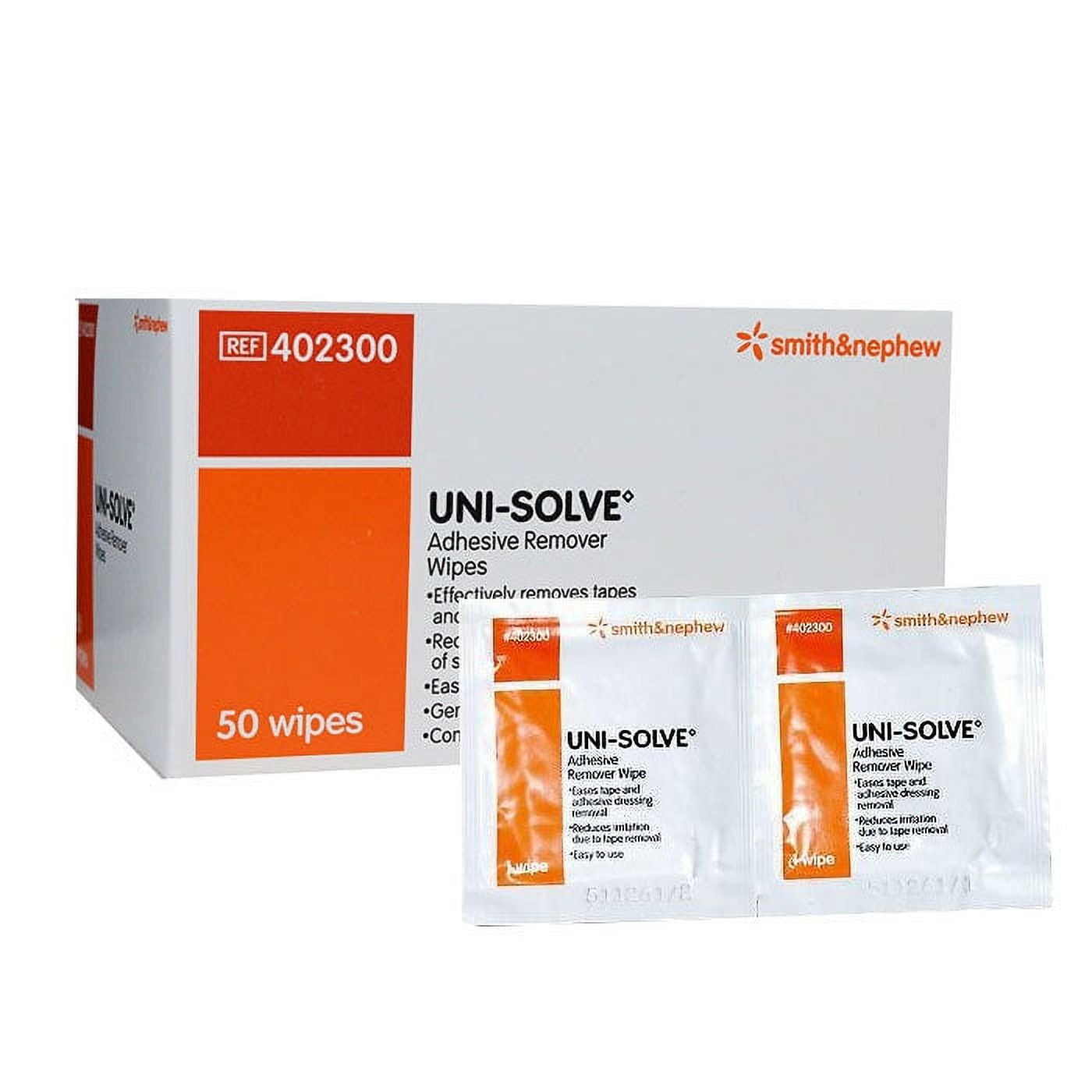 Smith & Nephew 402300 Uni-Solve Adhesive Remover Wipes (Box of 50)
