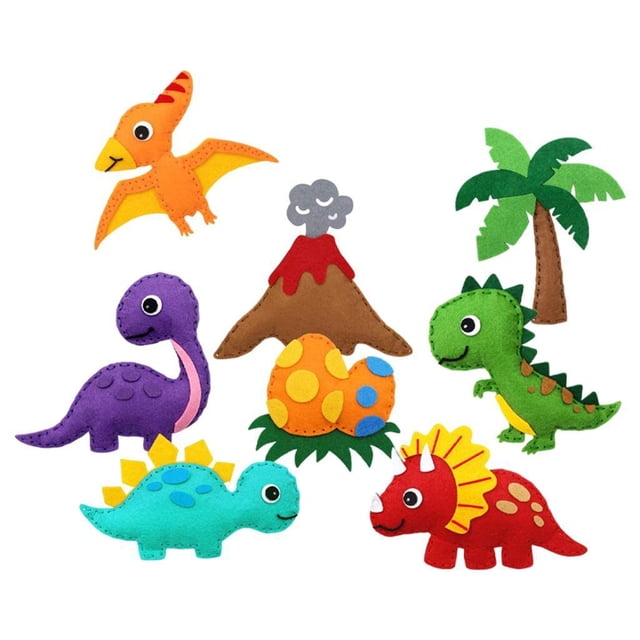 Guardurnaity Kit de costura de fieltro manualidades de bricolaje arte de costura educativo dinosaurio artesanal Disfraces de disfraces Dinosaurio