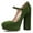 Green, variant on YDN Women Classic Chunky High Heel Mary Jane Almond Closed Toe Platform Pumps Adjustable Buckle Ankle Straps Dress Office Shoes Size 7 Black