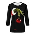 thumbnail image 4 of Chandail de Noël Abordable Corashan Chandail de Noël Laid pour Femme Nouveau Col Rond Mode Imprimé Manches 3/4 T-Shirt Imprimé Haut Ajusté Hauts Décontractés Vert, m, 4 of 5