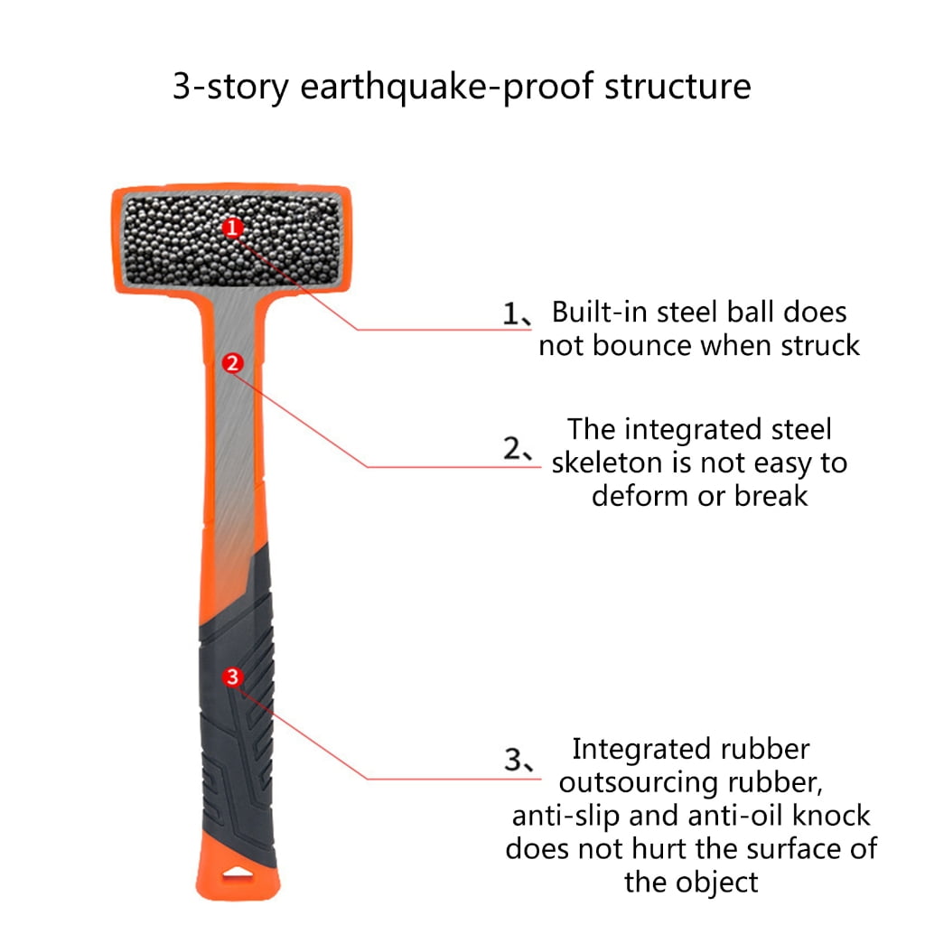 Yokua Dead Blow Orange Mallet Rubber Tool NoUnicast Hammer Install Hammer