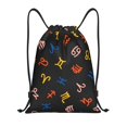 thumbnail image 3 of ZNDUO Gym Drawstring Bag, Colorful Zodiac Signs Seamless Pattern Men and Women Fitness Drawstring Backpack Swimming Bags, Small, 3 of 8