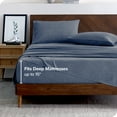 thumbnail image 4 of Bare Home Flannel Sheet Set - 100% Cotton - Deep Pocket - Split King, Heathered Indigo, 5-Pieces, 4 of 7