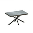 thumbnail image 4 of 55.11" -70.86" Retro Rectangular Stretch Dining Table,Dark Grey stone Top And Black Relief Plate, Black Fine Sand Cross Iron Foot Base Dining Table, With Storage Box., 4 of 7