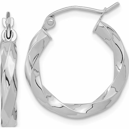 Jewelry by Sweet Pea 10K White Gold 3mm Twisted Hoop Earrings