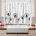thumbnail image 2 of Ambesonne Dandelion Kitchen Curtains, Faded Blowball Plant, 55"x39", White Black, 2 of 3