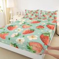 thumbnail image 3 of Manfei Cute Rustic Flower Full Size Sheets,Sweet Strawberry Pattern Bed Sheets,Red Green Sheet Sets For Girls Teens,Breathable Home Decor,4pcs, 3 of 7