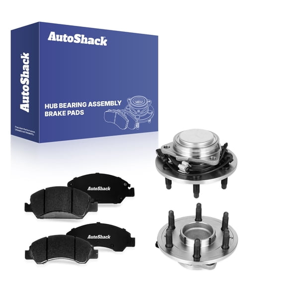 AutoShack Front Ceramic Brake Pads   Wheel Hub Bearing Assemblies with ABS Replacement for 2014-2018 Chevrolet Silverado 1500 2014-2018 GMC Sierra 1500 2015-2020 Chevrolet Tahoe 6-PC Kit