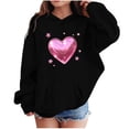 thumbnail image 2 of Girls Valentine Hoodie with Metallic Heart Graphic, Kids Pullover Hoodie Soft Stretchy for Girls 3-14 Years, Black,Size 3-4 T, 2 of 5