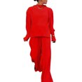 thumbnail image 1 of VISgogo Mujeres Manga Larga Tops + Pantalones, Color Sólido Estilo Casual Versión Suelta Ropa De Primavera VISgogo moda, 1 of 7