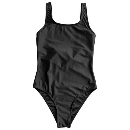 YOTMKGDO One Piece Swimsuit Women  Bodysuits For Women  Sexy Slim Strap Bikini Swimsuit Gathering Solid Color Swimsuit Beach Seaside Party Swimsuit  Black+S
