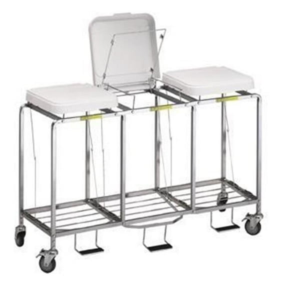 R&B Wire 676NB Triple Easy Access Hamper with Foot Pedal - No Bag