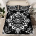 thumbnail image 2 of Manfei Retro Paisley Floral Twin Sheet Sets,Vintage Damsk Twin Fitted Sheet,White Black Flat Sheet For Men Women,Super Cozy Room Decor,3pcs, 2 of 7