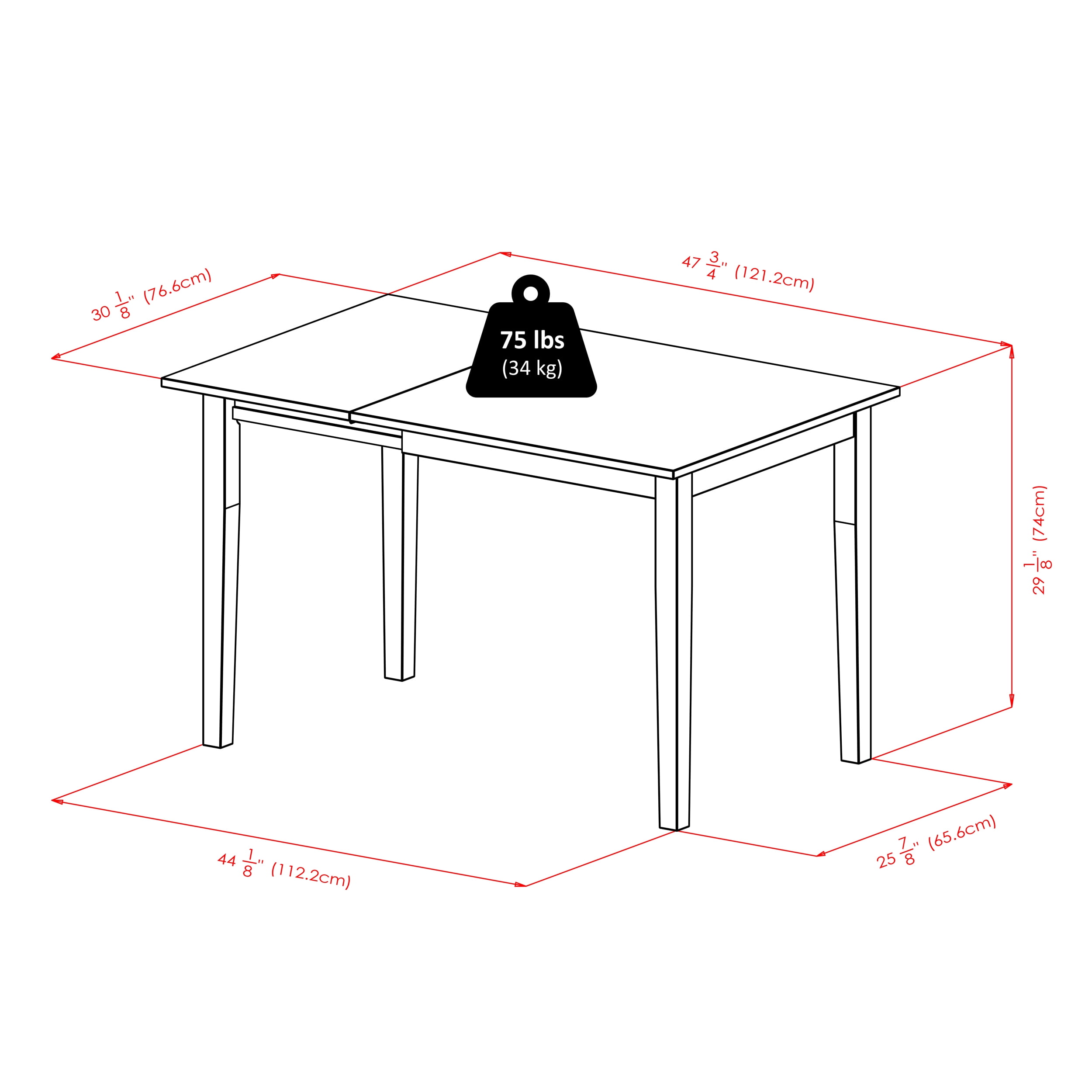 Winsome Perrone Drop Leaf Dining Table, Walnut Finish